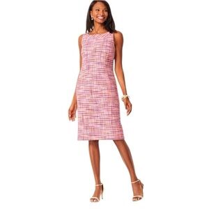 RSVP By Talbots Ribbon Tweed Shift Sleeveless Dress. Pink Blue Size Small #1428